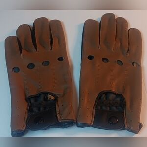 MEN'S UNLINED LEATHER DRIVING  GLOVES, BLACK/BROWN